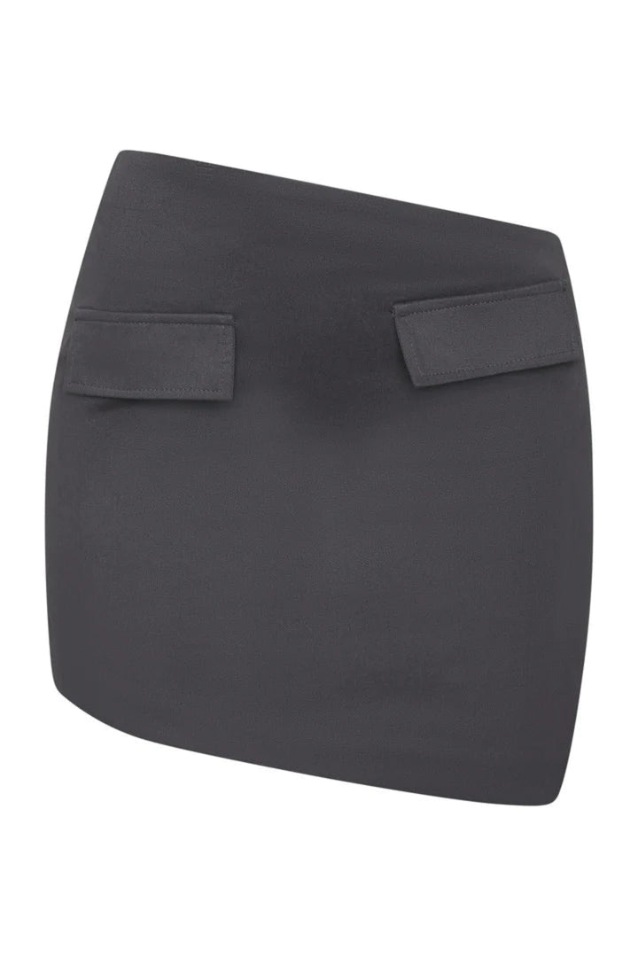 Oto Asymmetric Mini Skirt in Smoke
