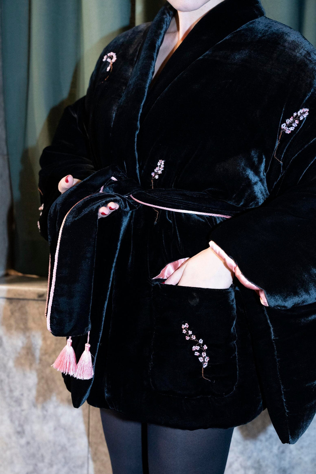 Sakura Puffer Kimono 2-in-1 with embroidery