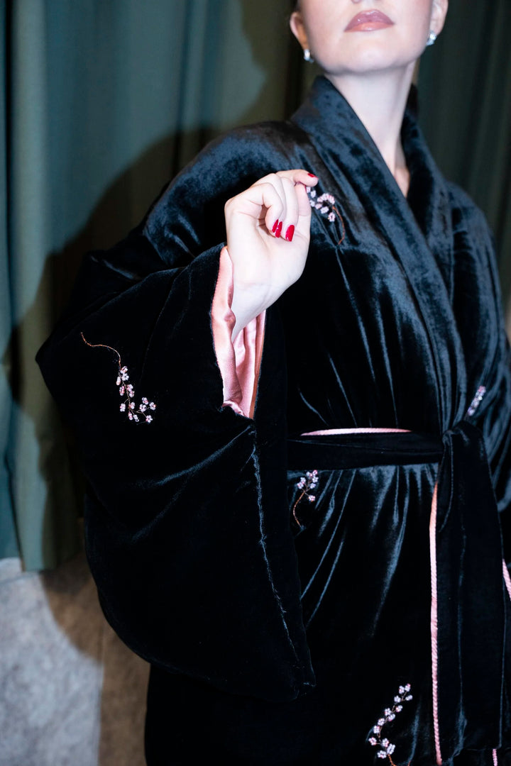 Sakura Puffer Kimono 2-in-1 with embroidery