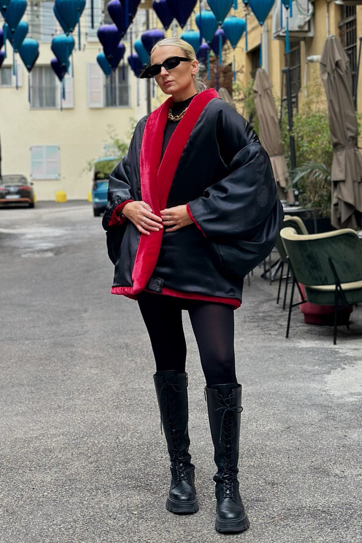Scarlet Puffer Kimono 2-in-1