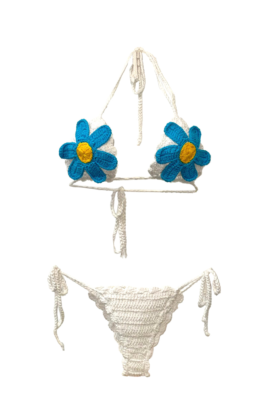 Crocheted bikini set with floral designs