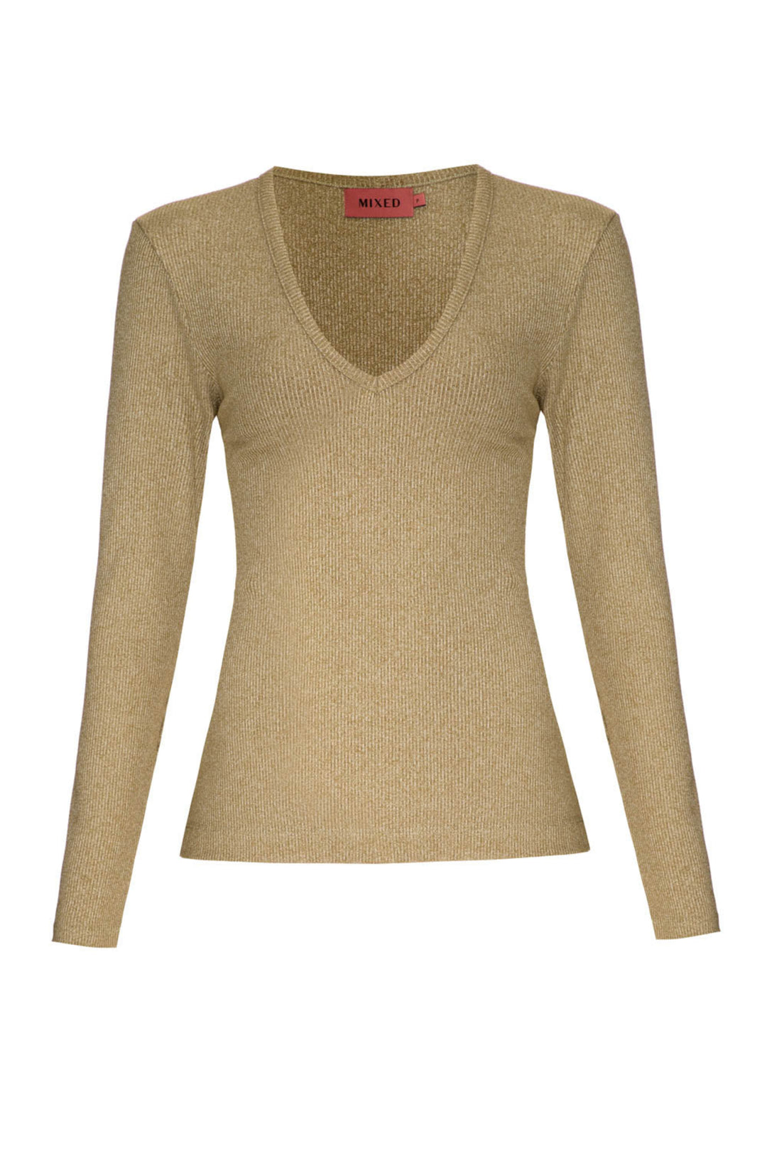 Melanie V-Neck Ribbed Long Sleeve Tee