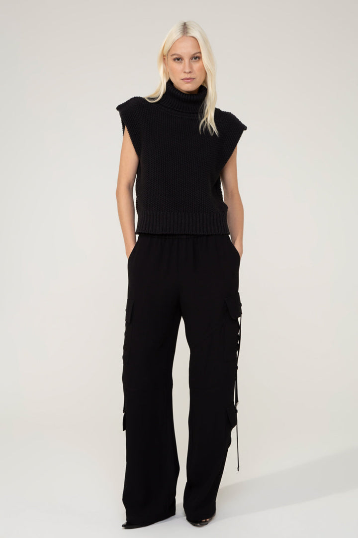 Cesca Black High-Neck Knit Vest