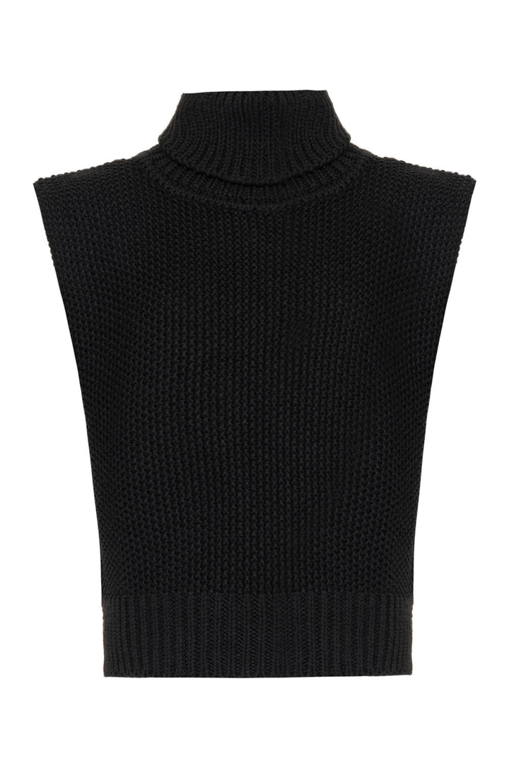 Cesca Black High-Neck Knit Vest
