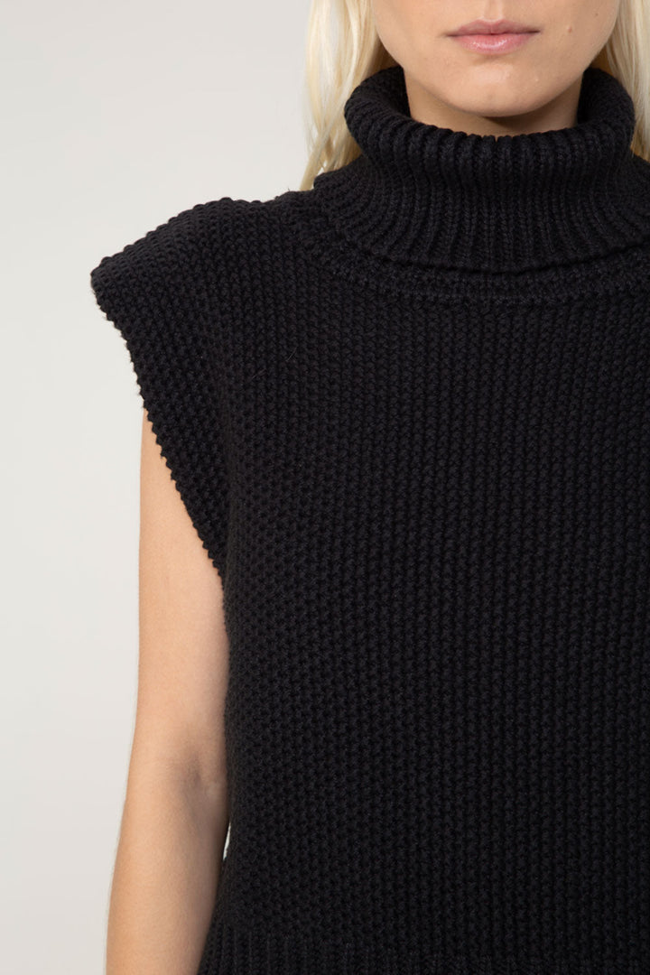 Cesca Black High-Neck Knit Vest