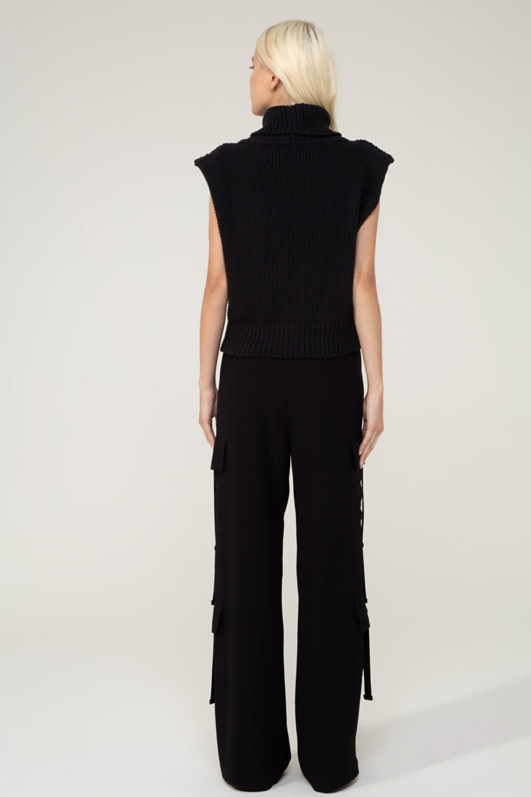 Cesca Black High-Neck Knit Vest