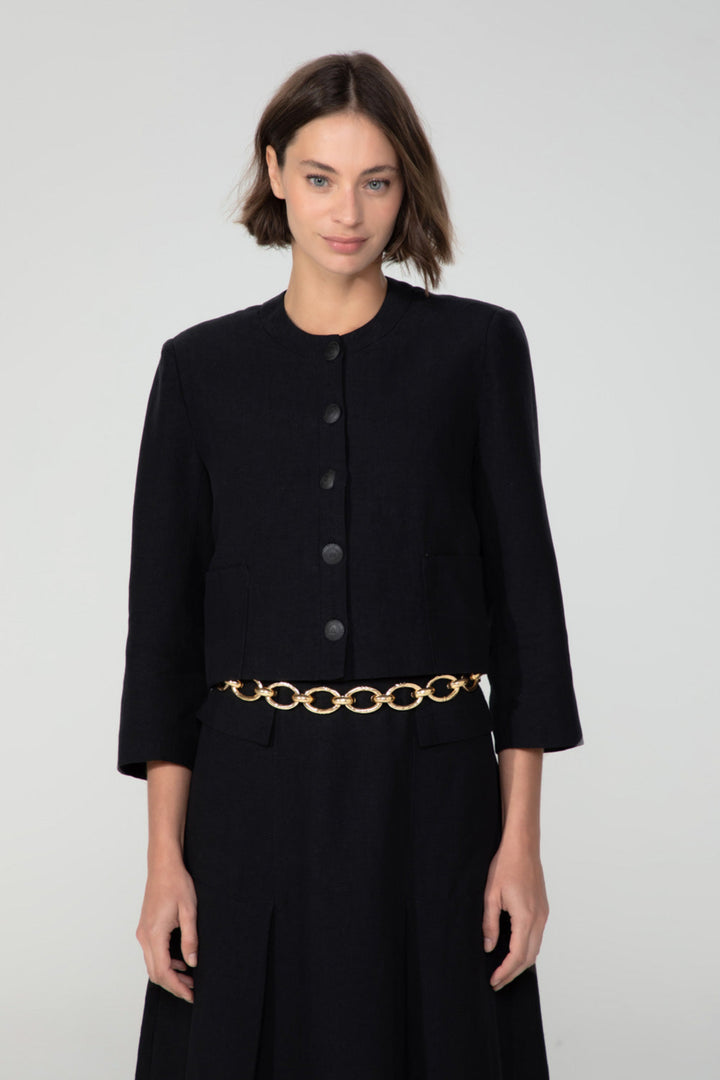 Audrey Black Linen Jacket