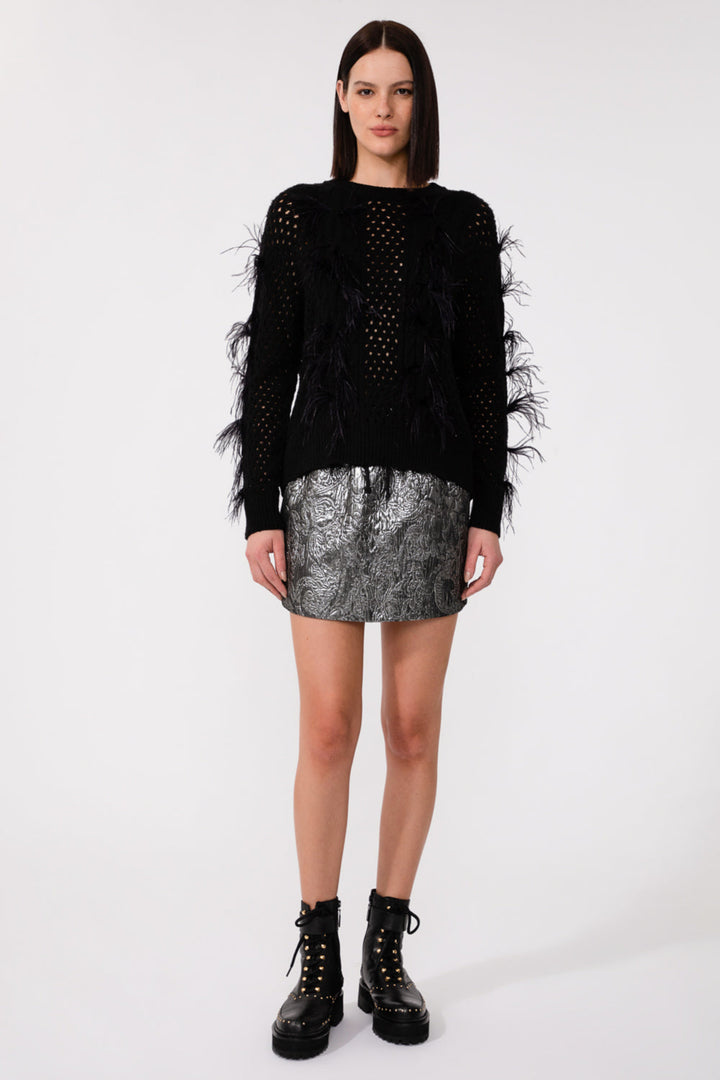 Flow Feather-Detail Knit Sweater