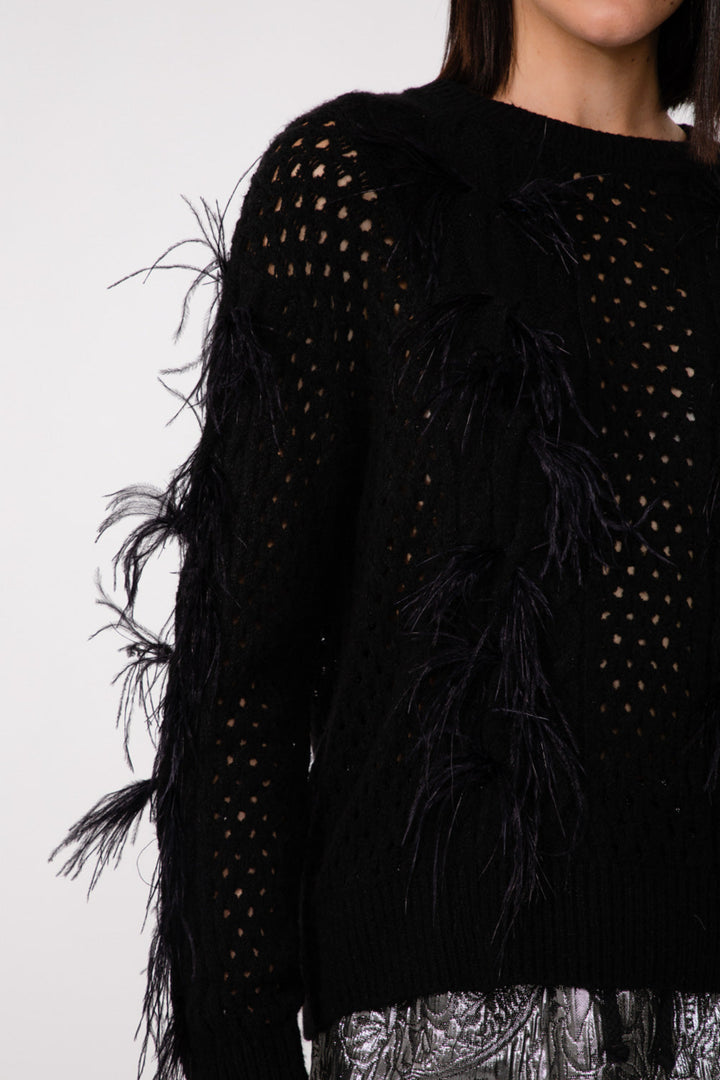 Flow Feather-Detail Knit Sweater