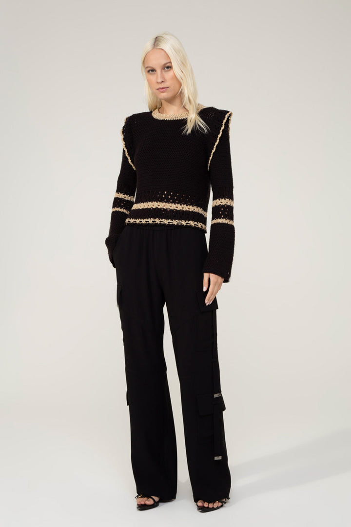 Wendy Black & Gold Knit Sweater