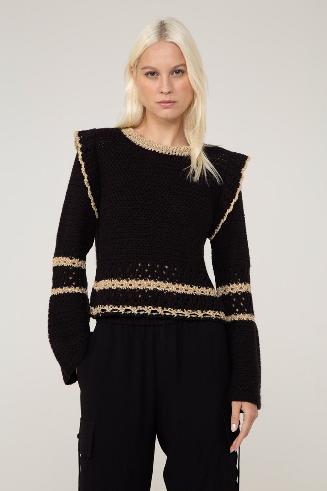 Wendy Black & Gold Knit Sweater
