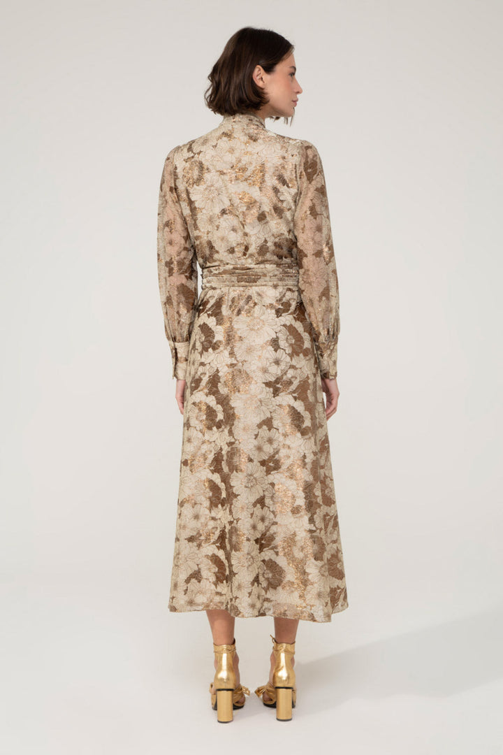 Gwyneth Long Sleeve Gold Dress