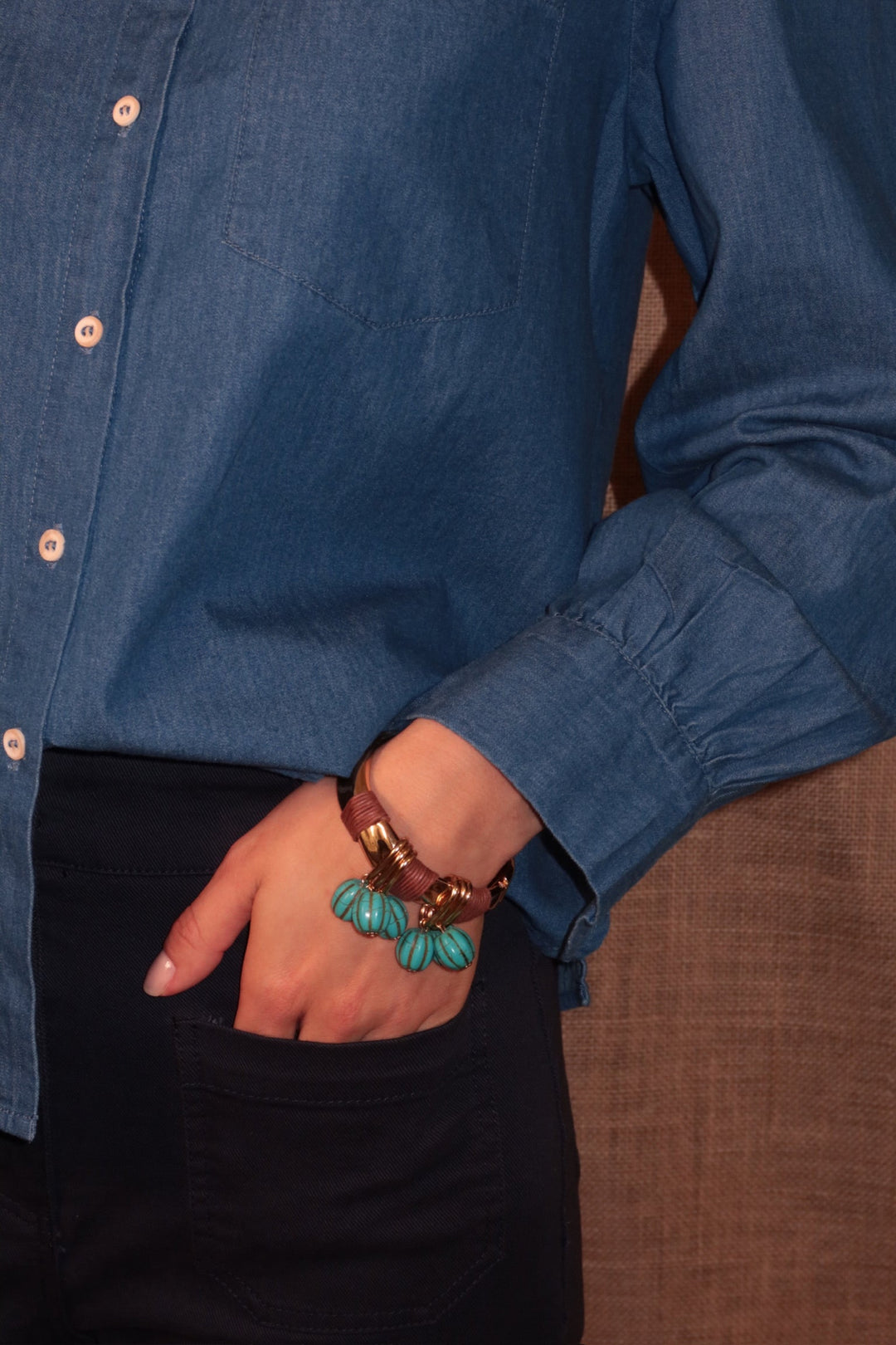Golden Bracelet with Turquoise