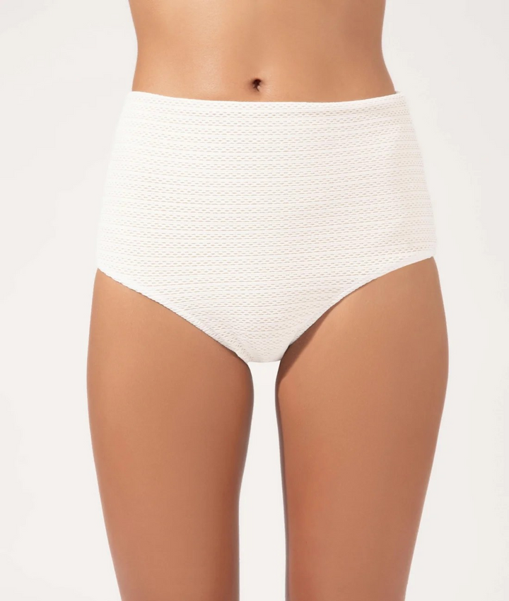 Sunset Off-White Straight Balconette & High-Waist Comfort Bikini Set