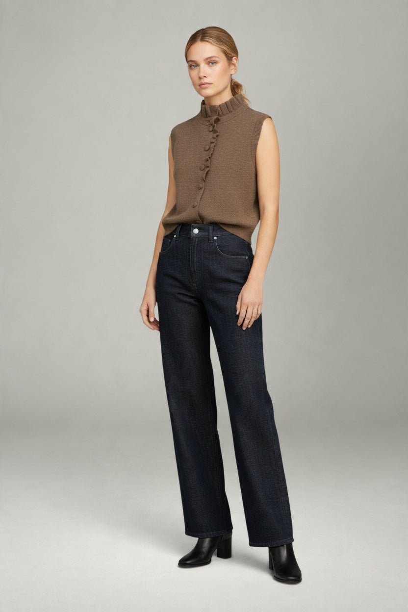 Gigi Ruffle Knit Vest Mocha
