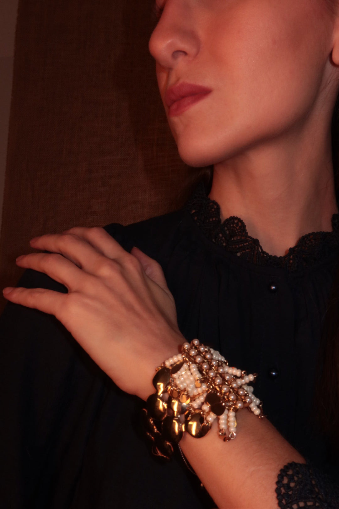 Gold Bracelet with White Details