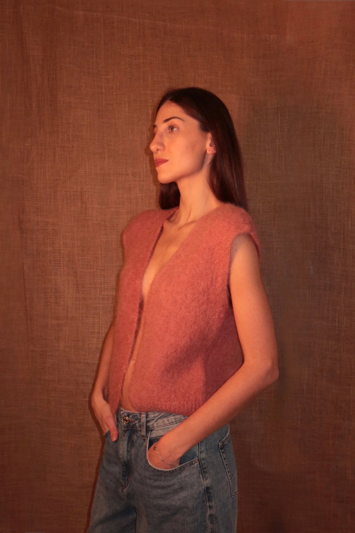 Alma Knit Vest Rose
