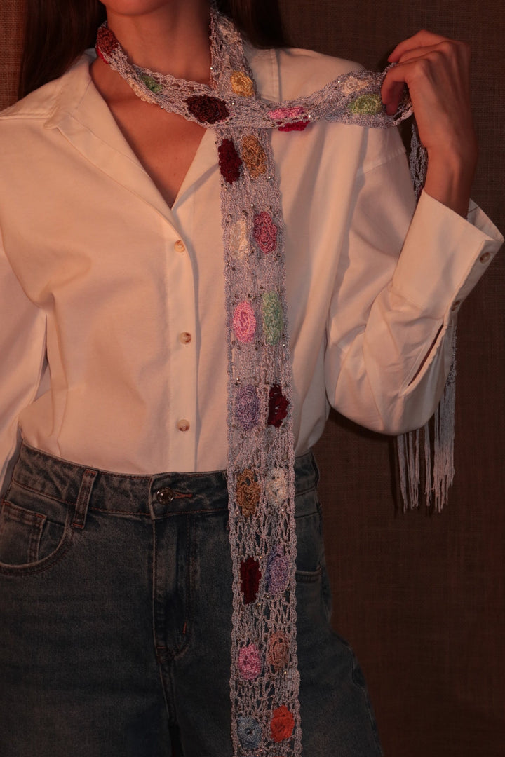 Bloom Crochet Wrap Soft Blue