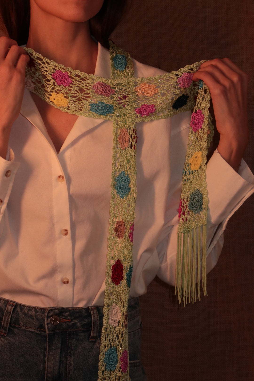 Bloom Crochet Wrap Soft Green Floral
