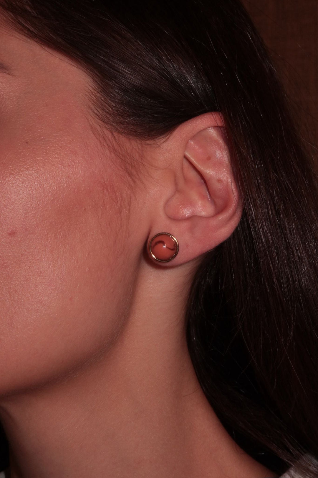Botton Earrings in Coral