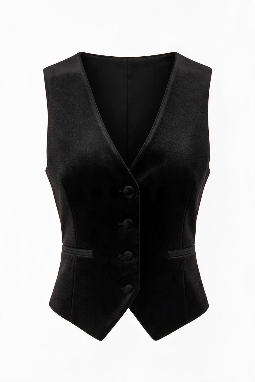 Nine Velvet Gilet Black