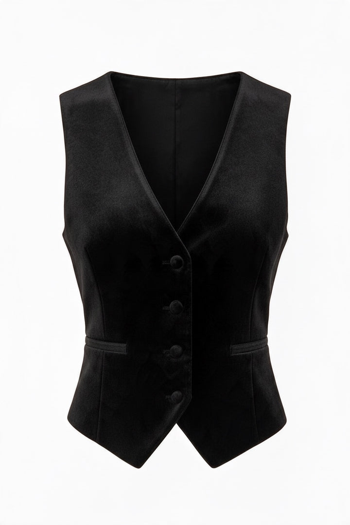 Nine Velvet Gilet Black
