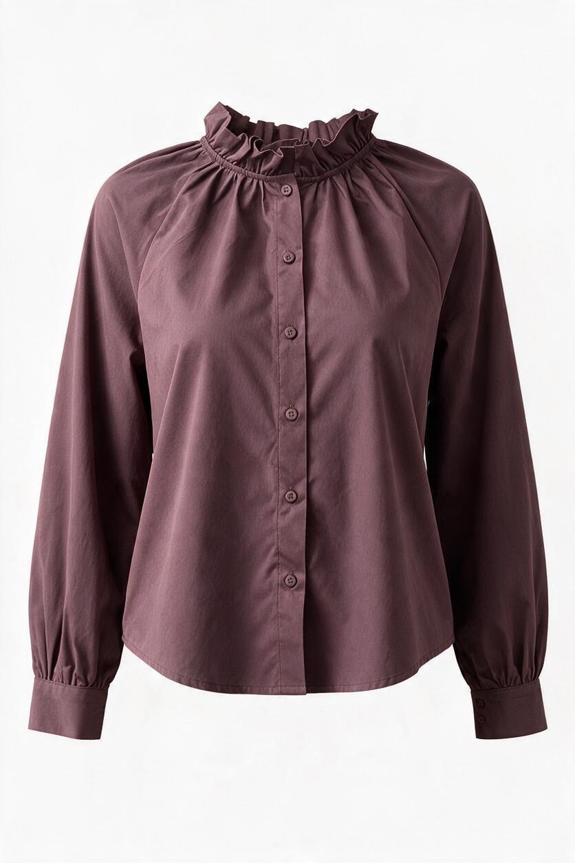 Clara Ruffle Blouse Burgundy