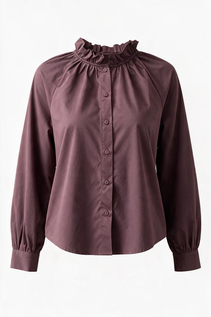 Clara Ruffle Blouse Burgundy