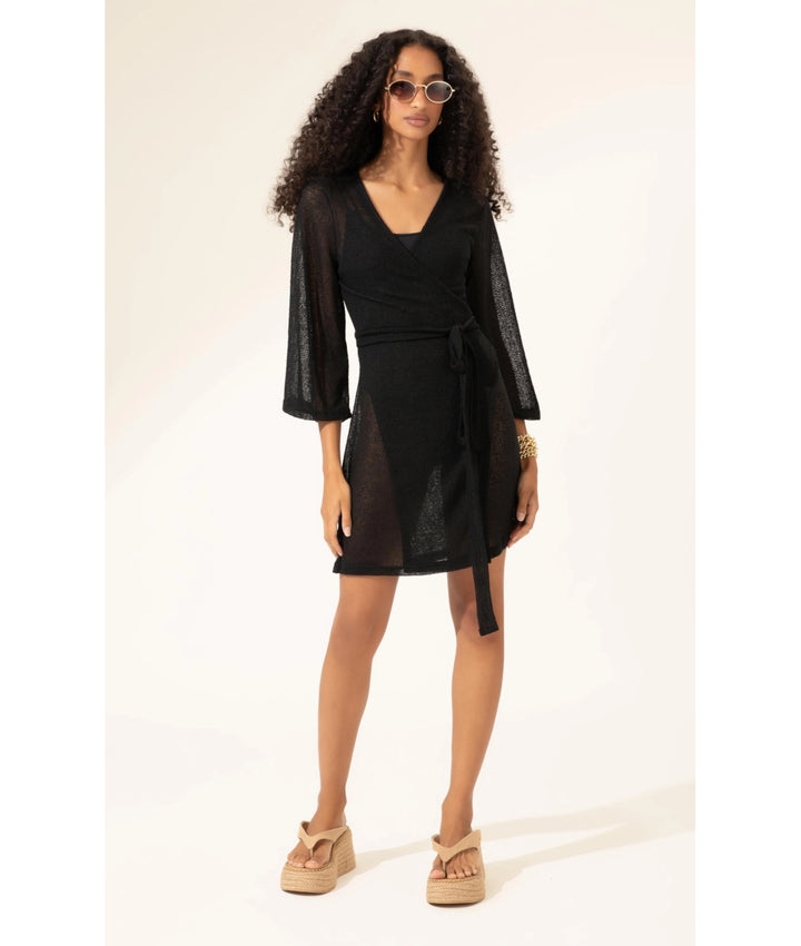 Abito in maglia nero stile incrociato