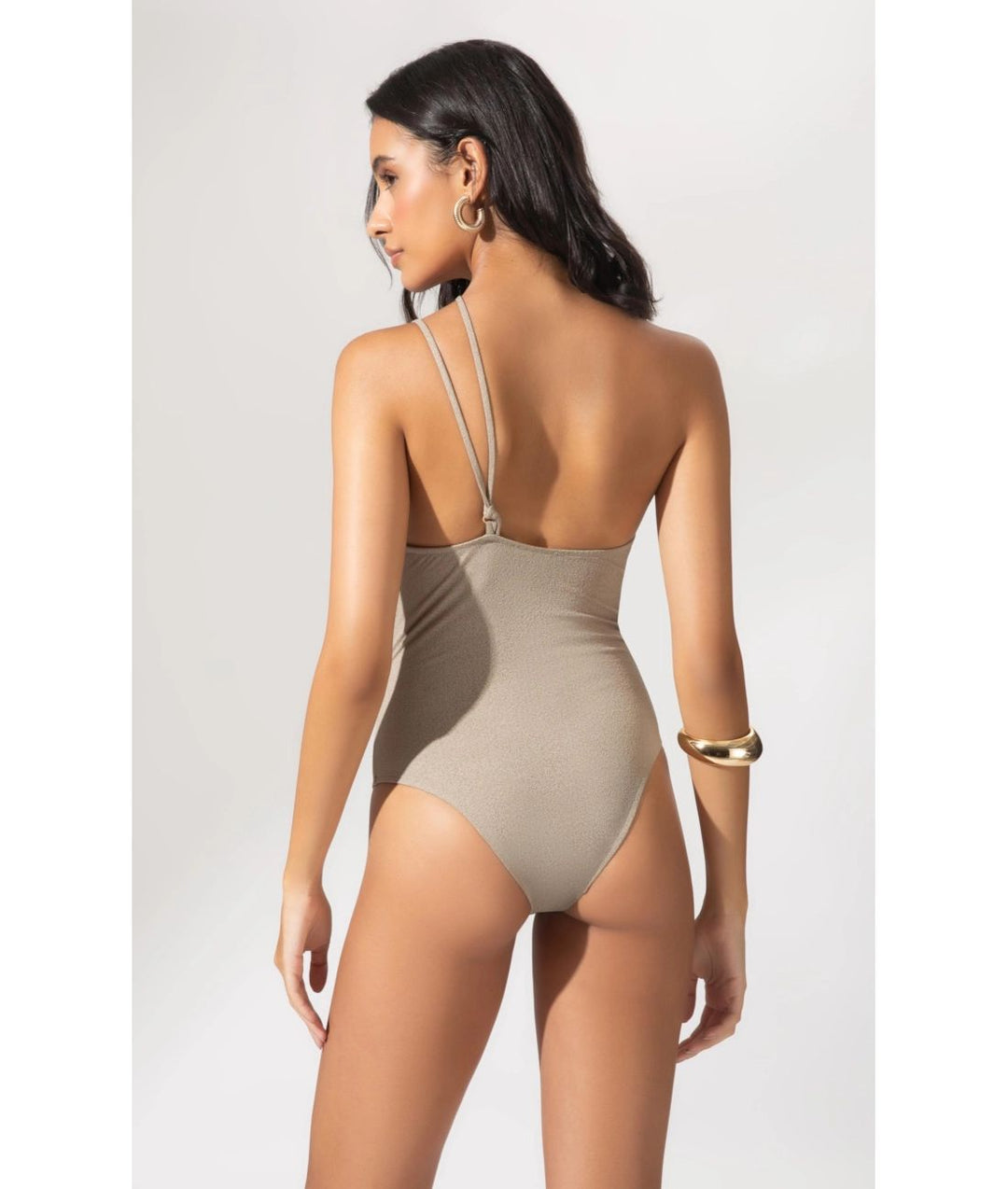 One Shoulder Olive Green Swimsuit