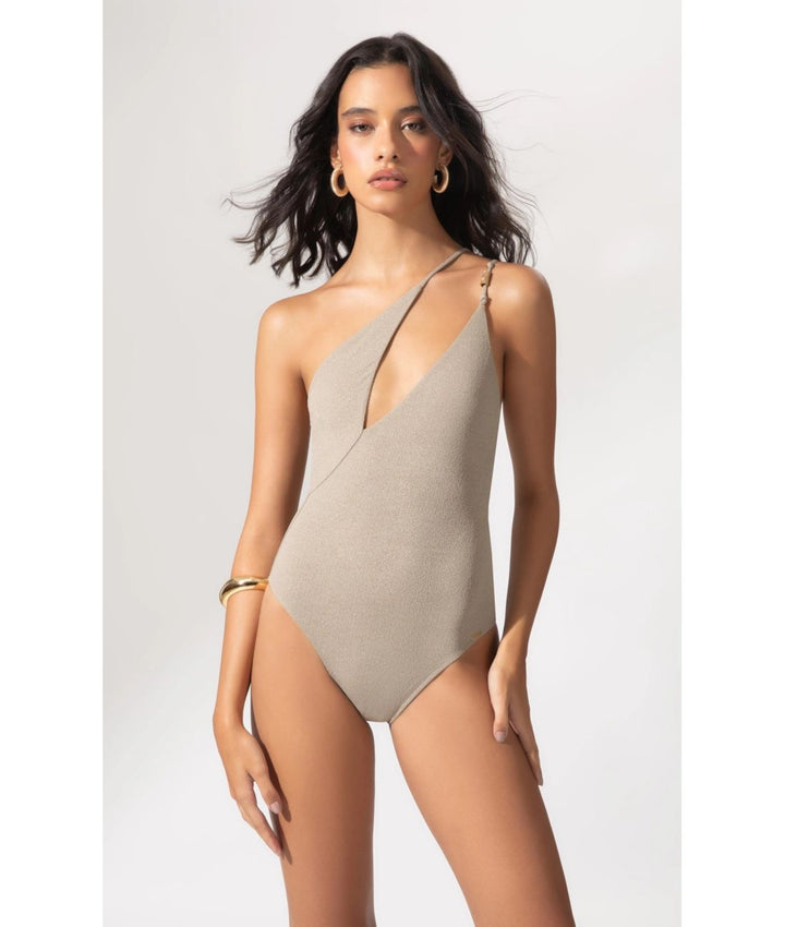 One Shoulder Olive Green Swimsuit