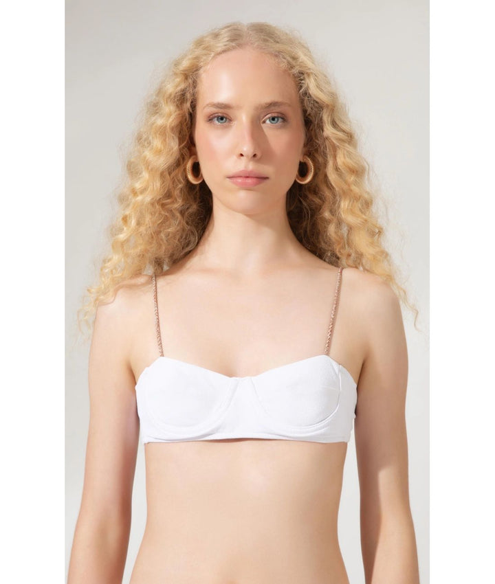 High Leg Sky White Bikini