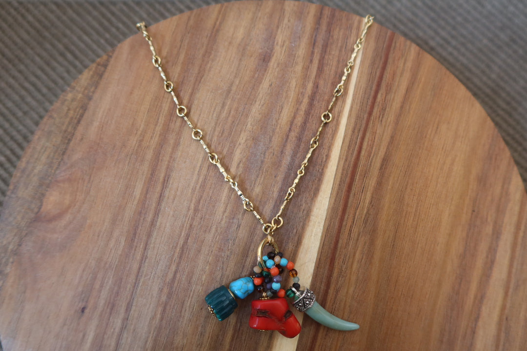 Stick Necklace with Mixed Stones