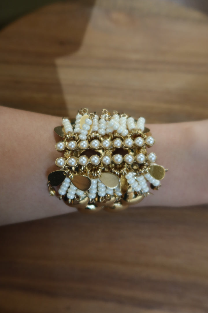 Gold Bracelet with White Details