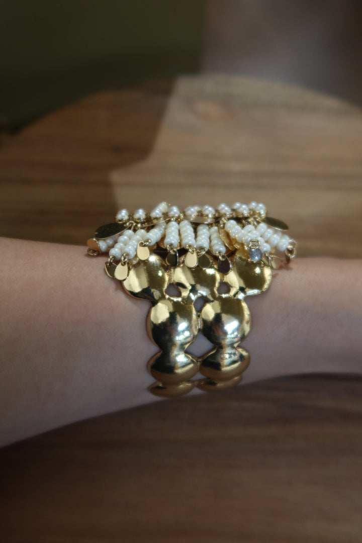Gold Bracelet with White Details