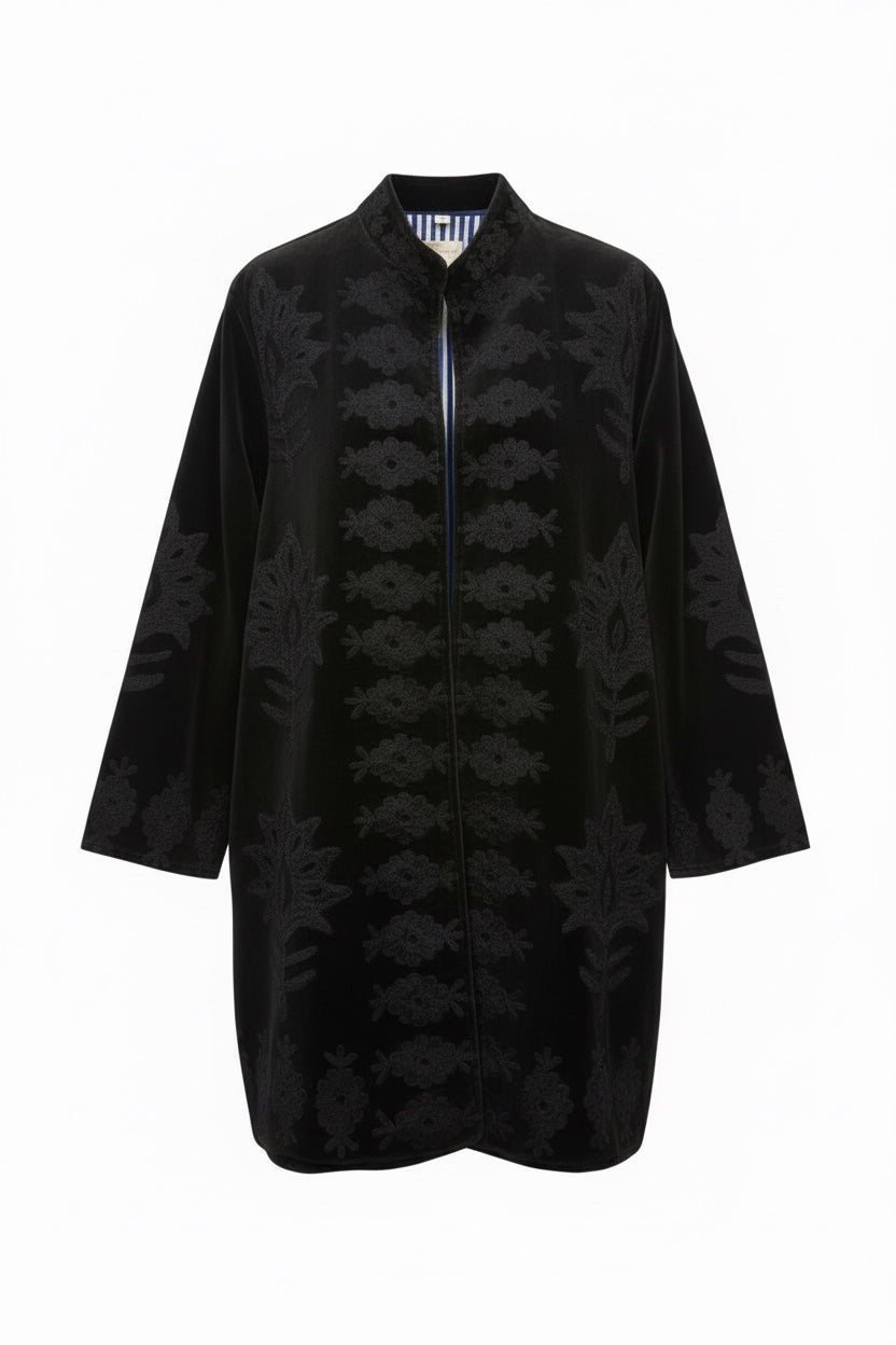 Jennie Velvet Midi Black Coat