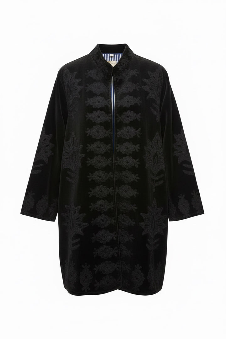 Jennie Velvet Midi Black Coat