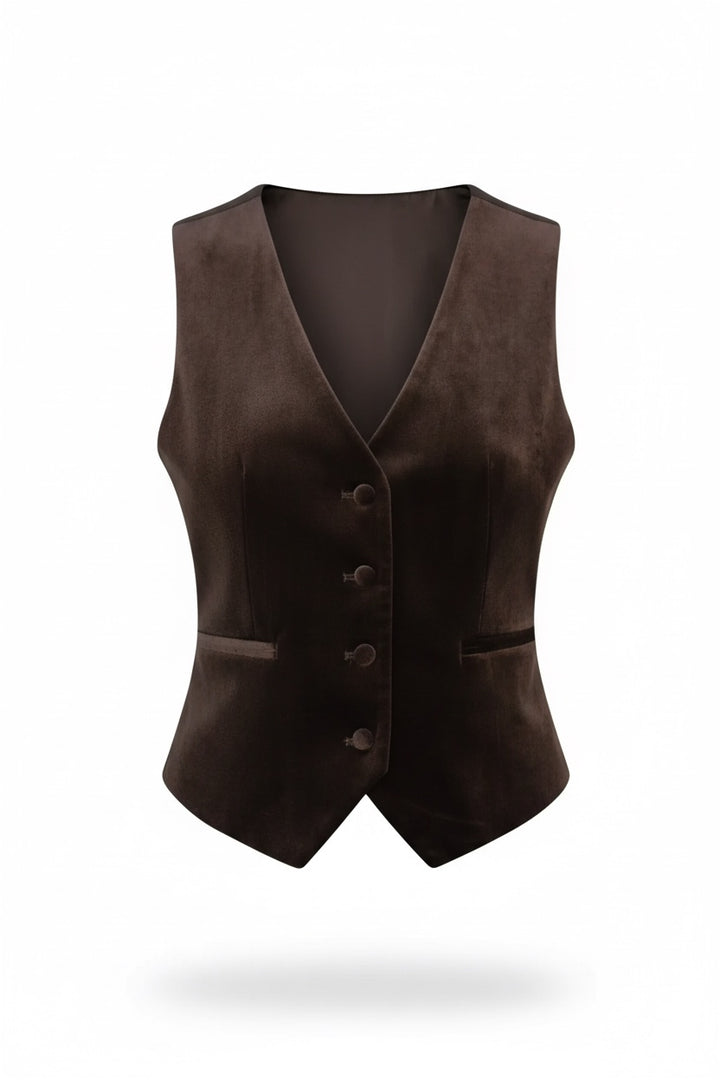 Nine Velvet Gilet Coffee