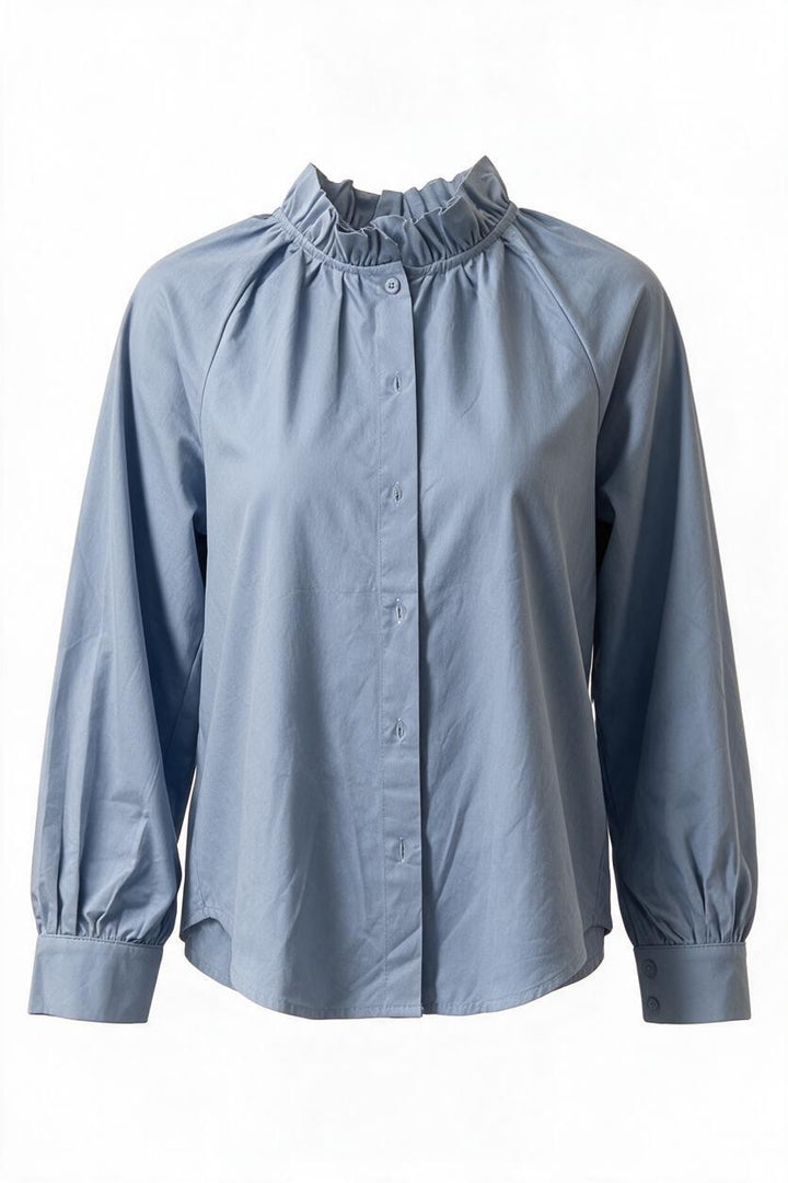 Clara Ruffle Blouse Dusty Blue