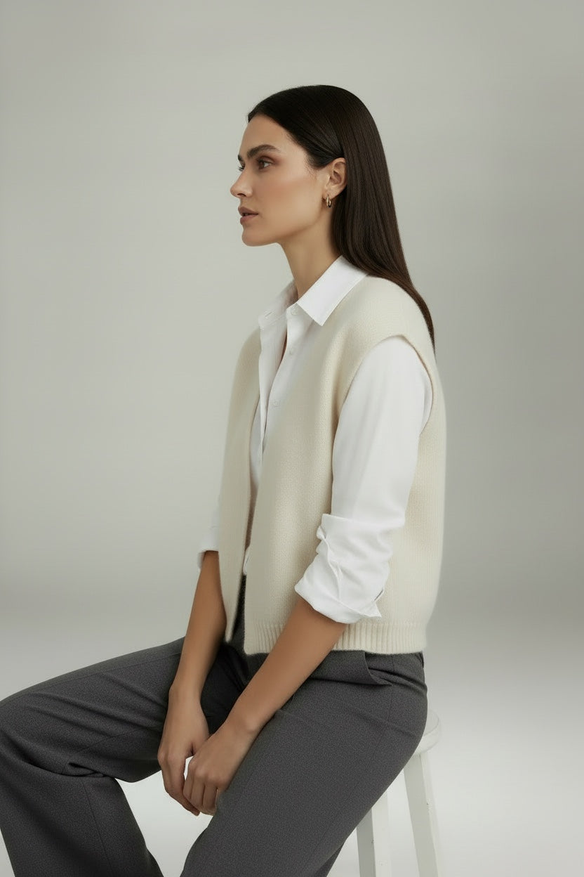 Alma Knit Vest Cream