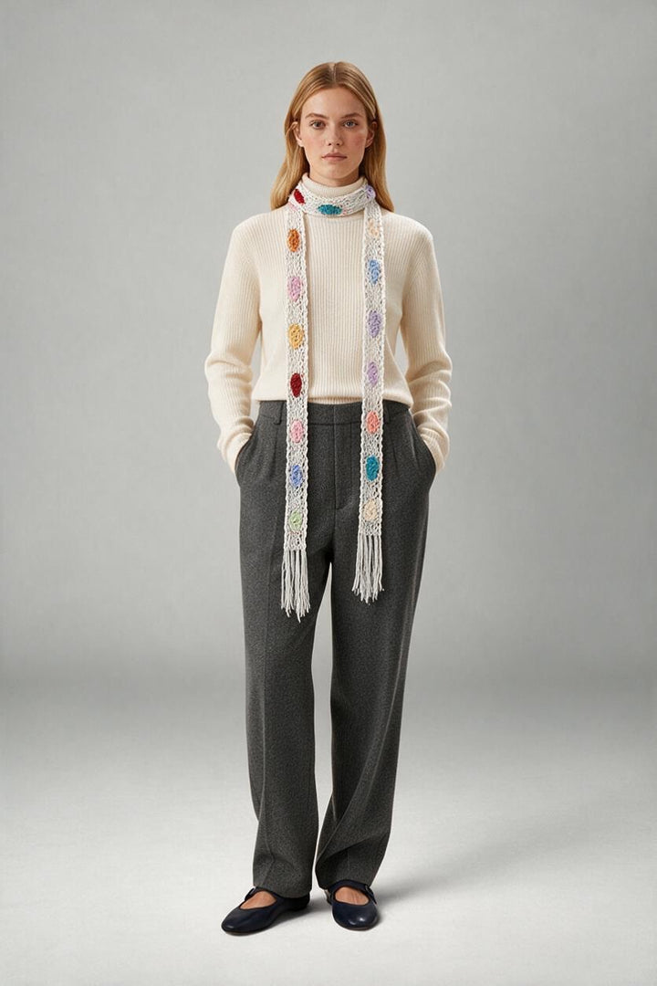 Bloom Crochet Wrap Off White Floral