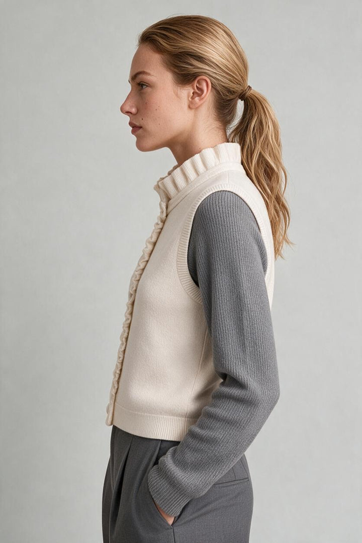 Gigi Ruffle Knit Vest Ivory