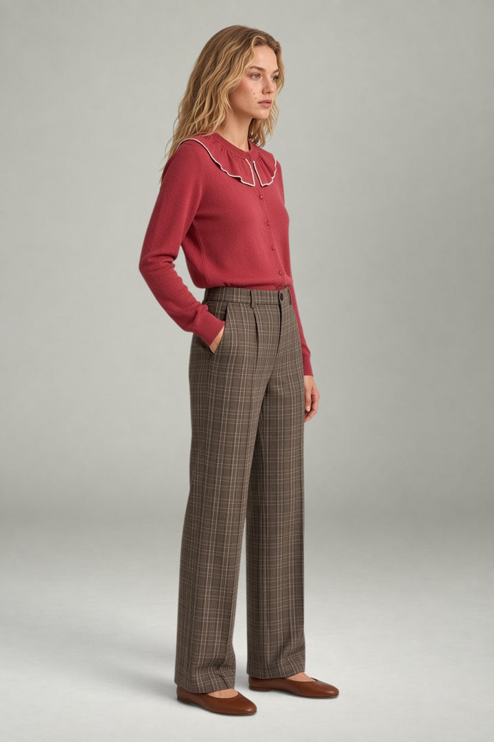 Josie Ruffle Collar Cardigan Brick