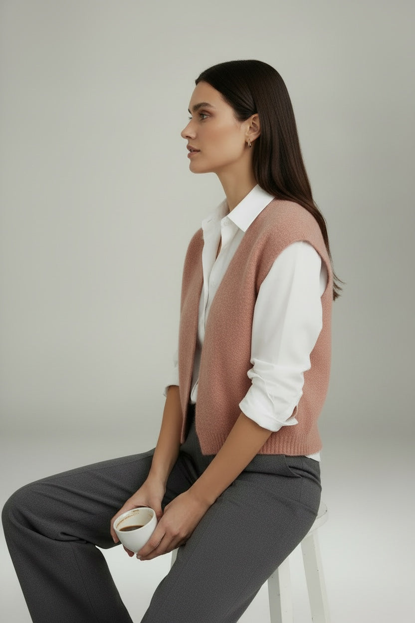 Alma Knit Vest Rose