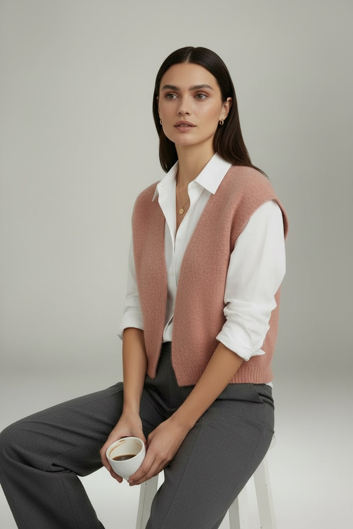 Alma Knit Vest Rose