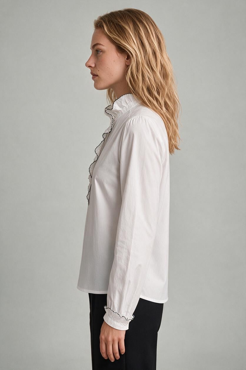 Louise Ruffle Blouse White