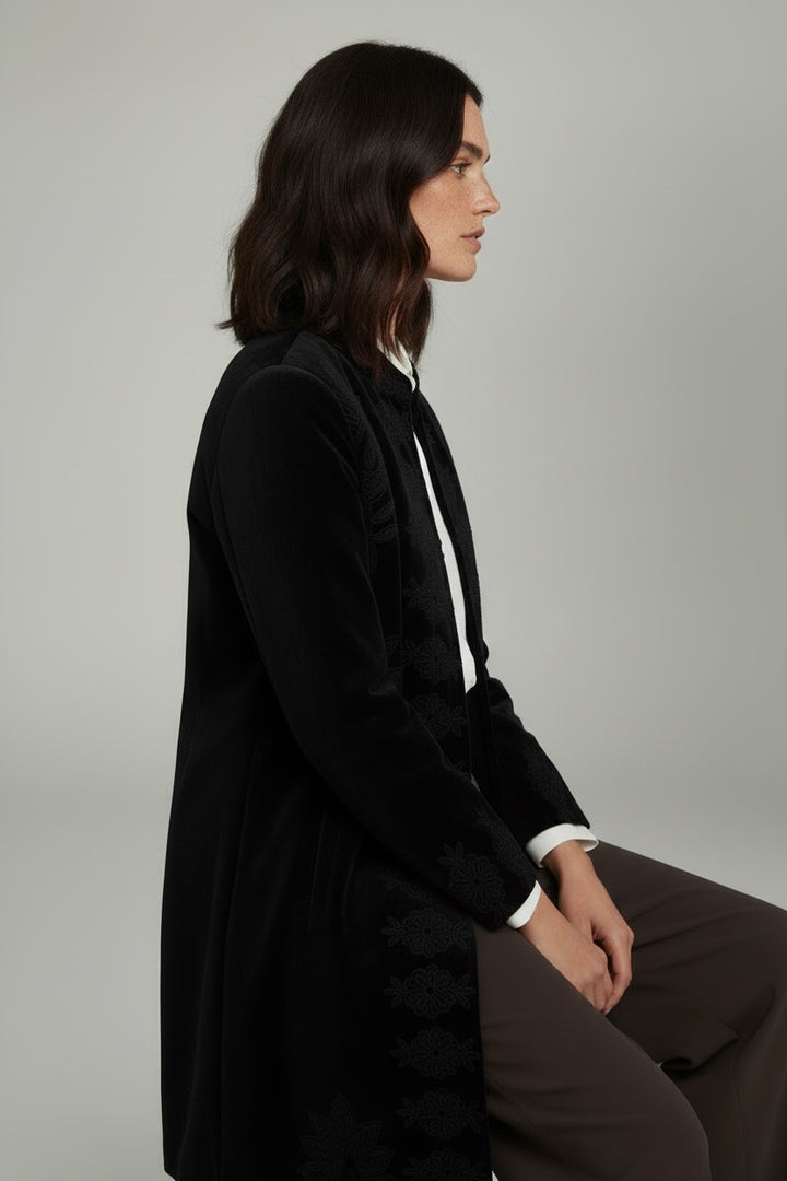 Jennie Velvet Midi Black Coat