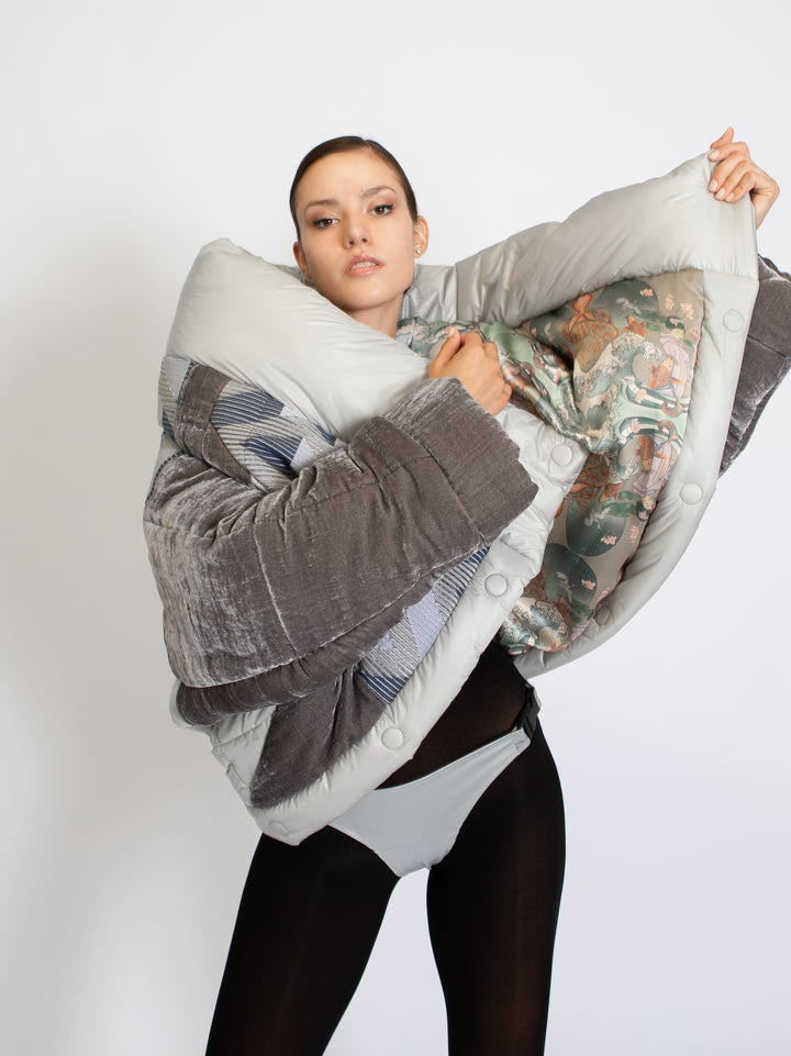 Puffer Jacket 4 Forms - Geometric Grey
