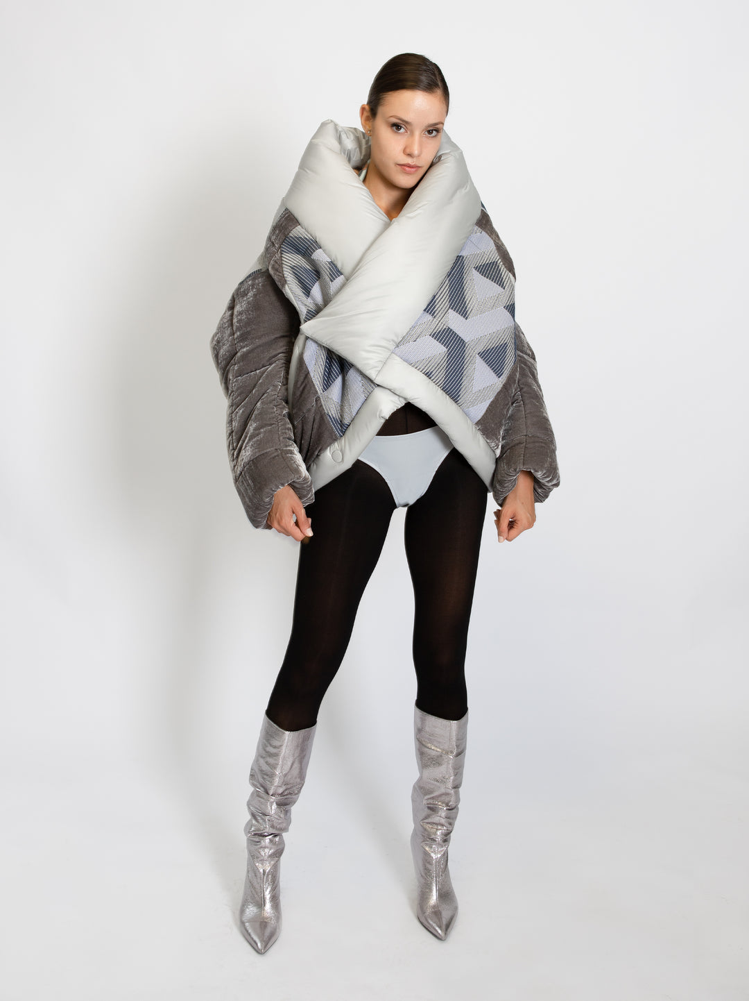 Puffer Jacket 4 Forms - Geometric Grey