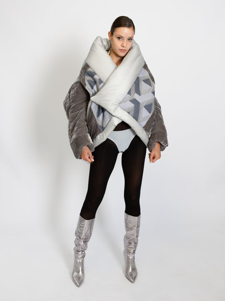 Puffer Jacket 4 Forms - Geometric Grey